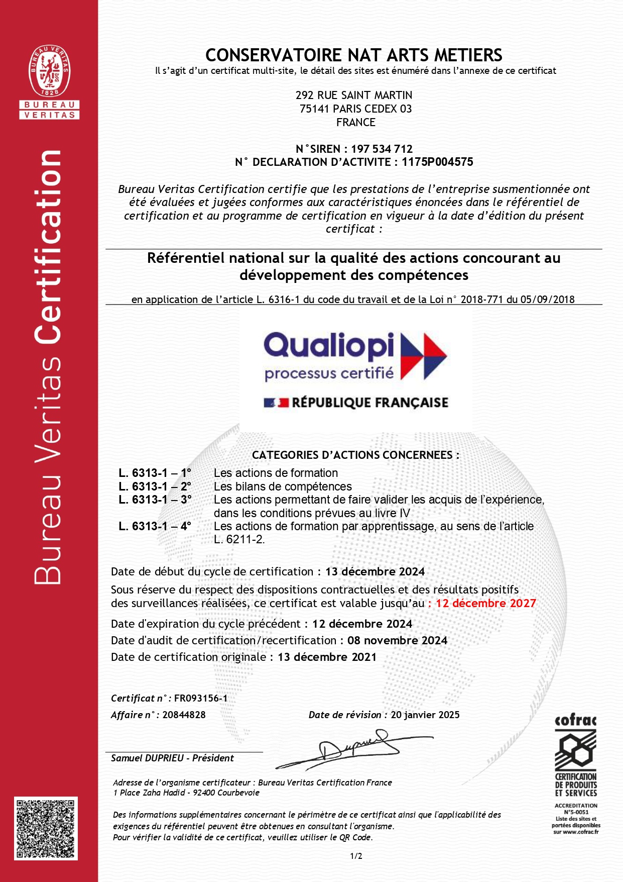 Certificat Qualiopi 2025