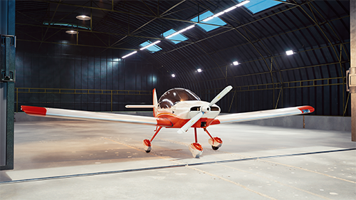 Avion virtuel dans son hangar